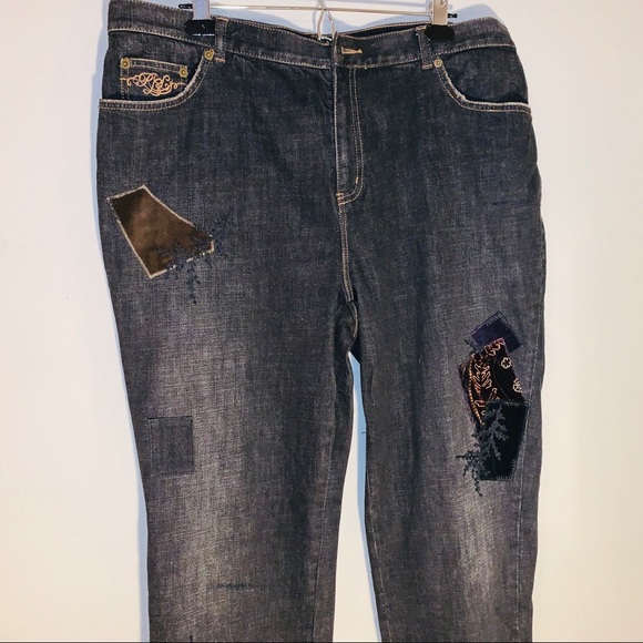 Ralph Lauren Embroidered Black Whitewash Jeans - Picture 3 of 7